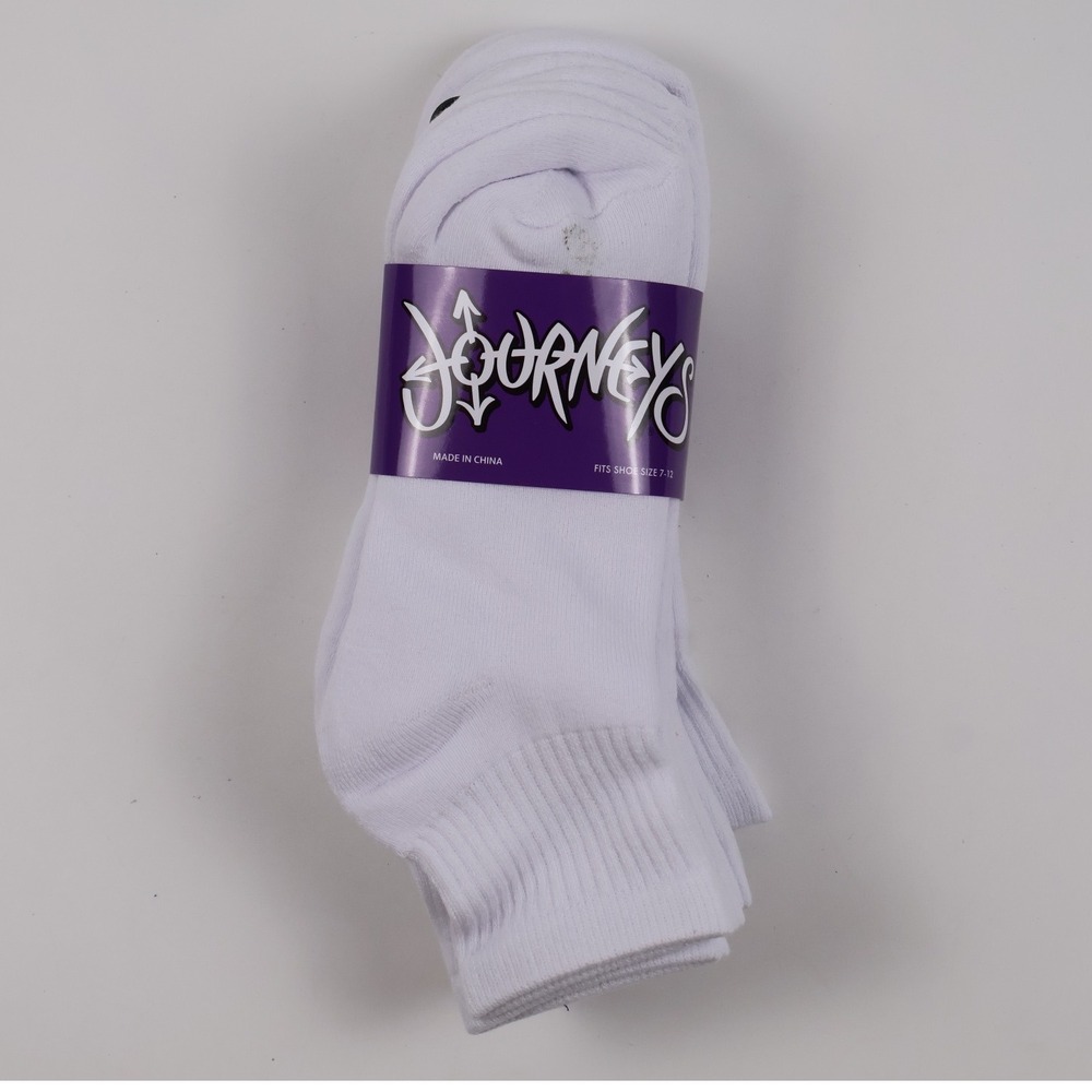 Journeys Ankle Socks 5 Pair Pack White Solid Shoe Size 7-12 NWT